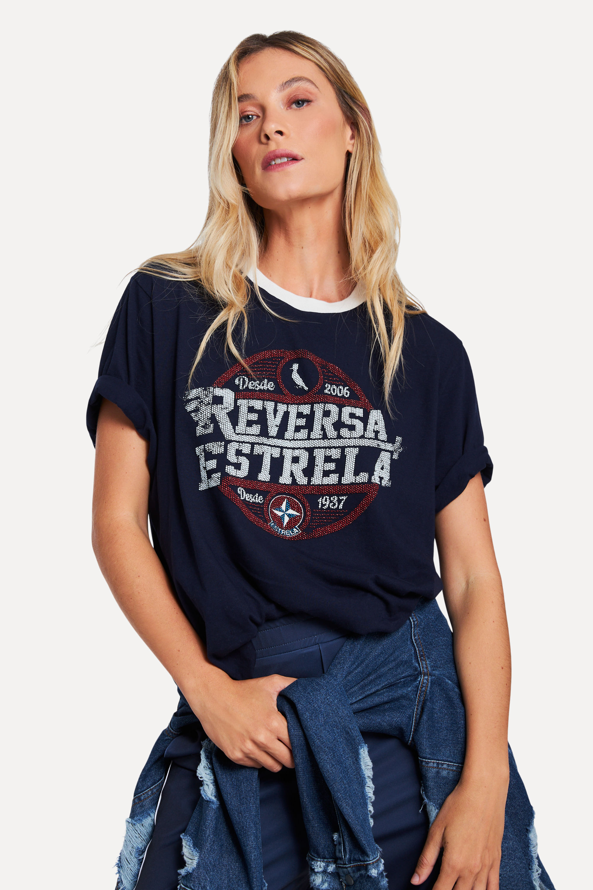 CAMISETA MALHA REVERSA ESTRELA