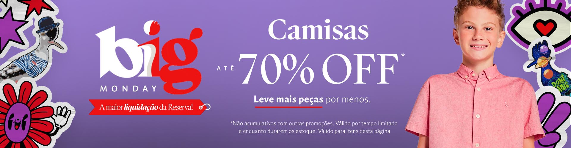 Camisas até 70% de desconto 
